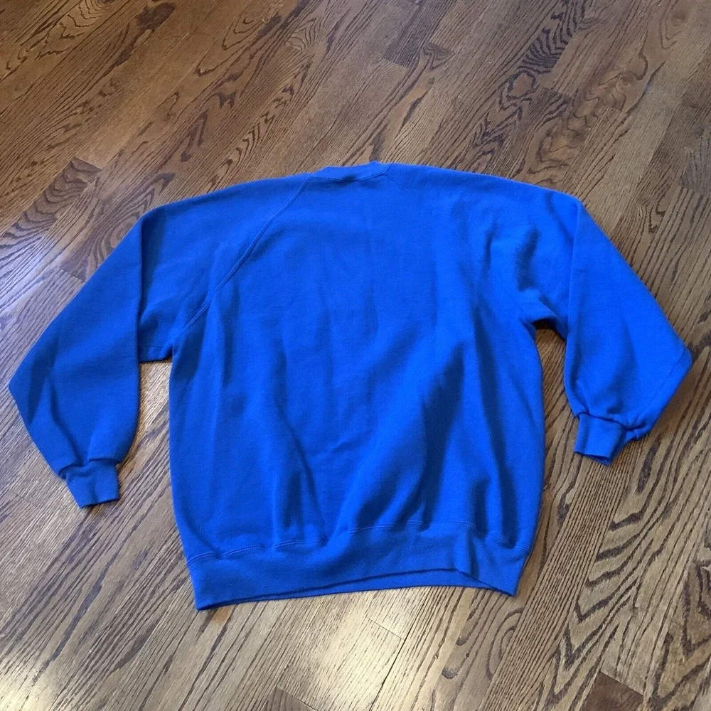 Vtg Jerzees Sweater Adult 2X 90s Crew Sweatshirt Blue‎ Plain Blank 50/50 USA